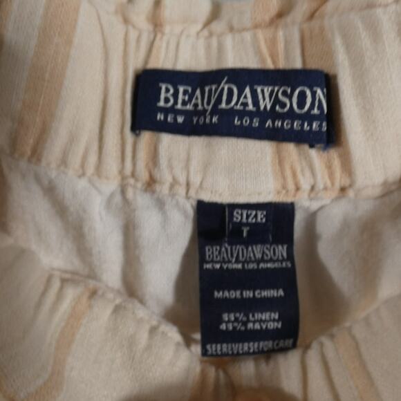Beau Dawson Large Cropped Wide Leg Beachy Pants Pockets Stripes Drawstring - Picture 3 of 5